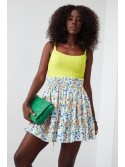 Creamy blue floral mini skirt 04004 - Online store - Boutique